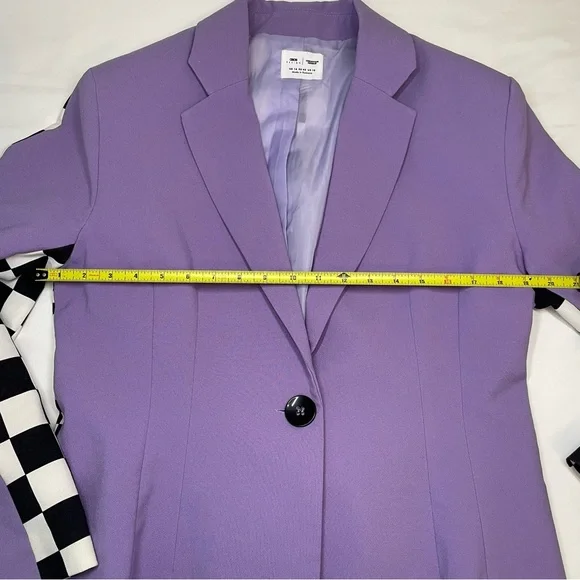 ASOS DESIGN x Christian Cowan Purple Blazer w/ Checkerboard Sleeves & Back - Picture 7 of 9